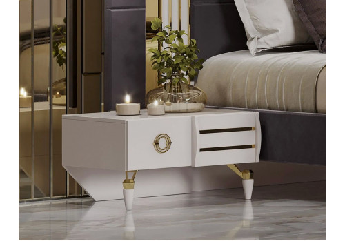 Спальня Тиффани крем золото 6-ств 1,8м велюр молочный