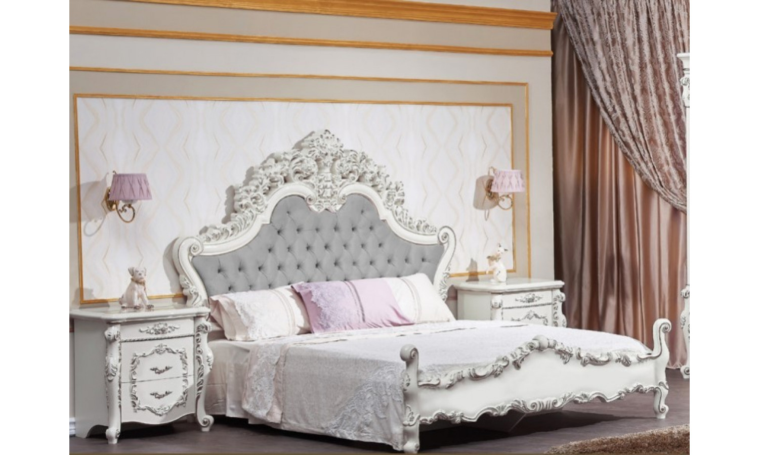 Кровать Венеция Стайл белый серебро 180х200