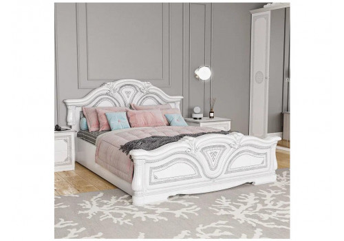 Кровать «Грация» белое/серебро