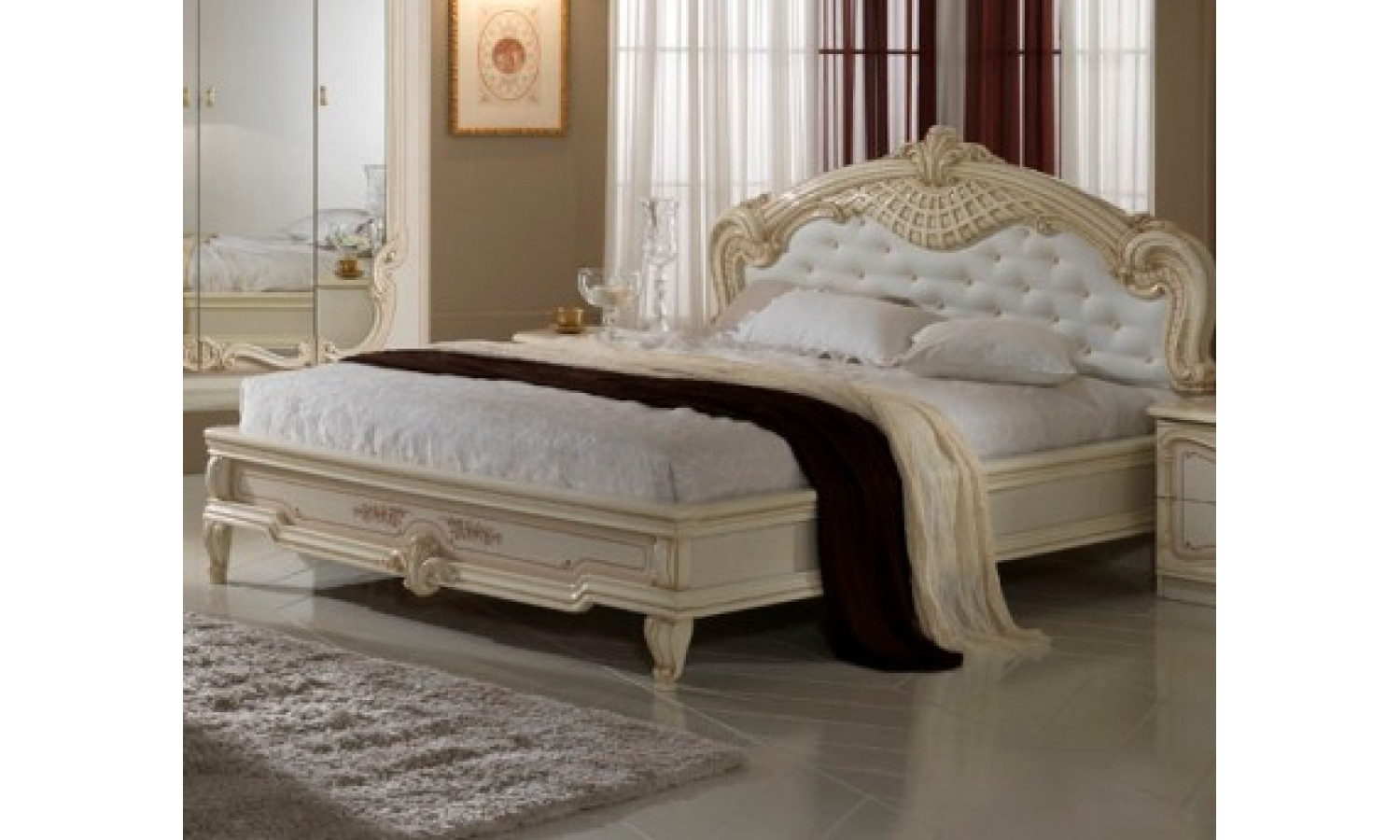 Кровать 2-х спальная 1800*2000 ДИАНА крем глянец