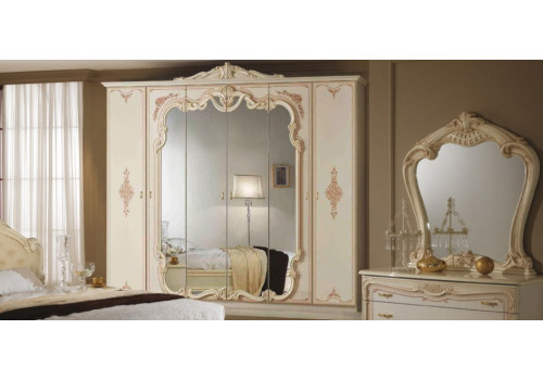 Шкаф 6-и дверный с зеркалами ДИАНА крем глянец