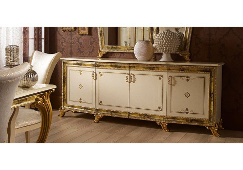 Комод КАТЯ 4-х дверный беж/золото глянец