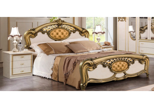 Кровать 2-х спальная 1600*2000 ОЛЬГА беж/золото матовый