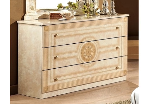 Комод  с зеркалом РОМА Бежевый глянец