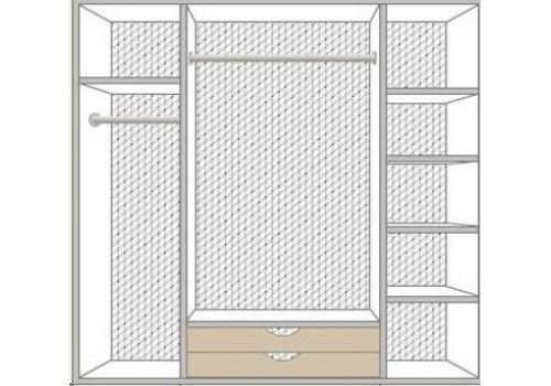 Шкаф 4-х дверный с зеркалами РОМА Бежевый глянец