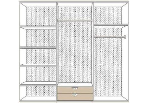Шкаф 6-и дверный с зеркалами РОМА Бежевый глянец