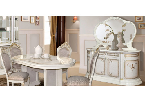 Комод 4-х дверный  РОЗА Бежевый глянец