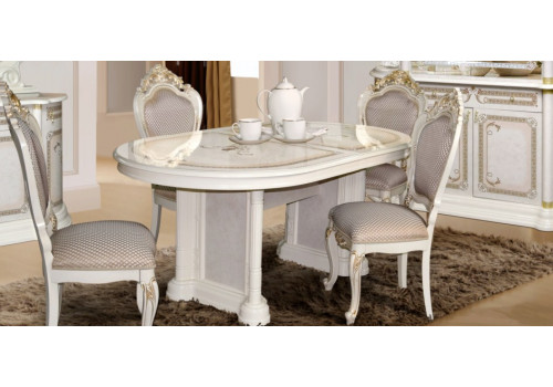 Стол раскладной овальный  РОЗА Бежевый глянец