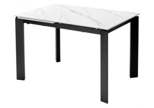 Стол КОРНЕР 1200/1700*800 керамика MATT WHITE MARBLE SOLID/каркас черный , DECDF5052TSSTWHTMARBLEBLCK