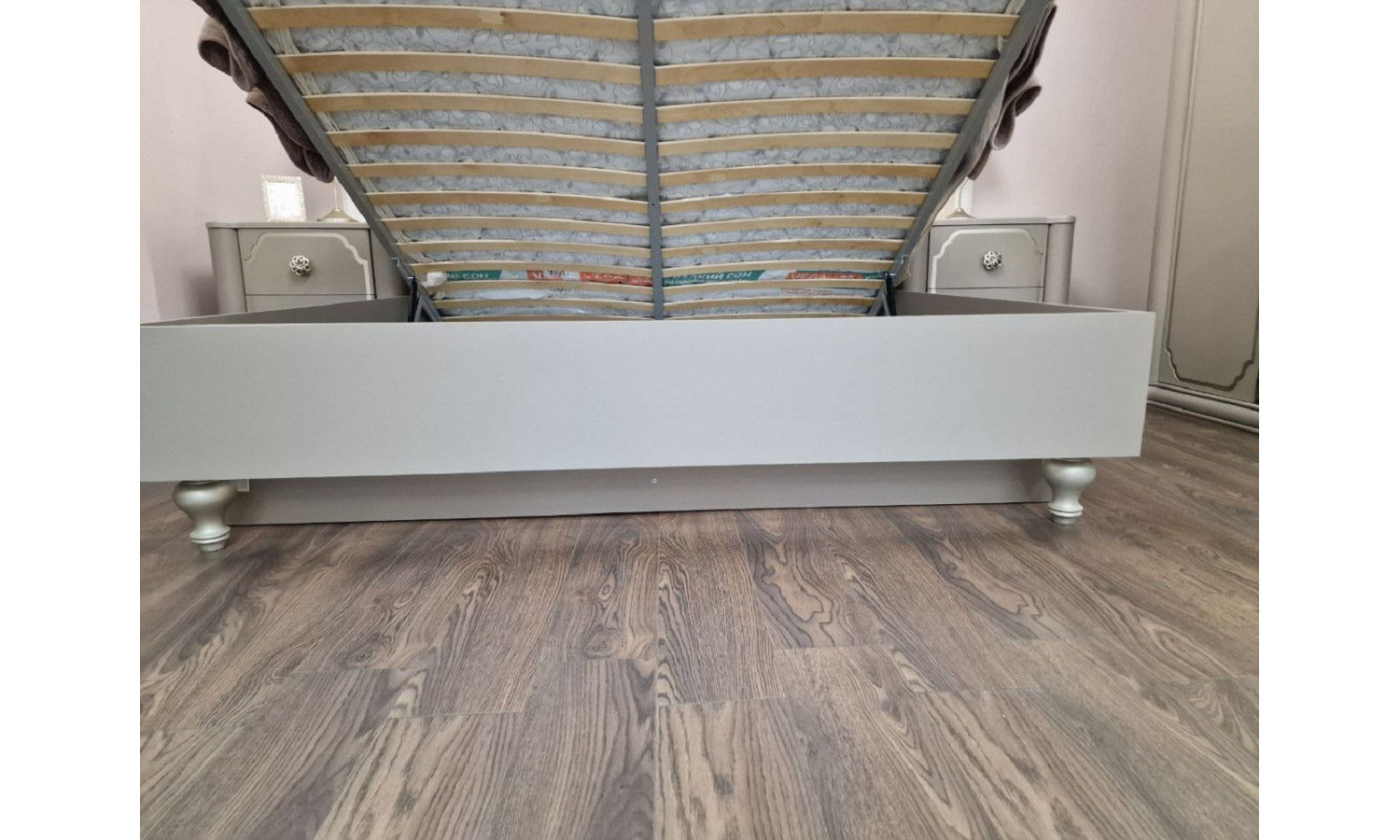 Ящик с подъемным механизмом Лали серый 160х200