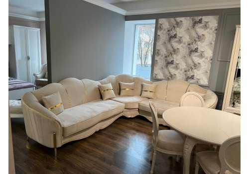 Диван Lara Лара бежевый золото угловой 3-у-2