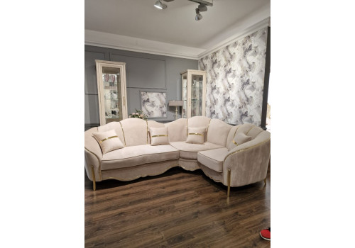 Диван Lara Лара бежевый золото угловой 2-у-1