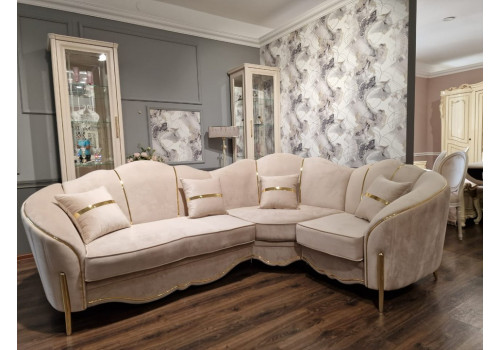Диван Lara Лара бежевый золото угловой 2-у-1