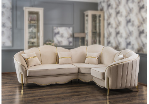 Диван Lara Лара бежевый золото угловой 2-у-1
