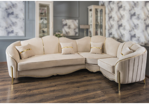 Диван Lara Лара бежевый золото угловой 3-у-1