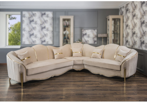 Диван Lara Лара бежевый золото угловой 3-у-2