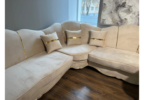 Диван Lara Лара бежевый золото угловой 2-у-1