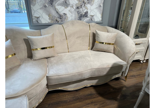 Диван Lara Лара бежевый золото угловой 3-у-2