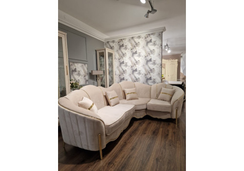 Диван Lara Лара бежевый золото угловой 2-у-1