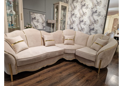 Диван Lara Лара бежевый золото угловой 2-у-1
