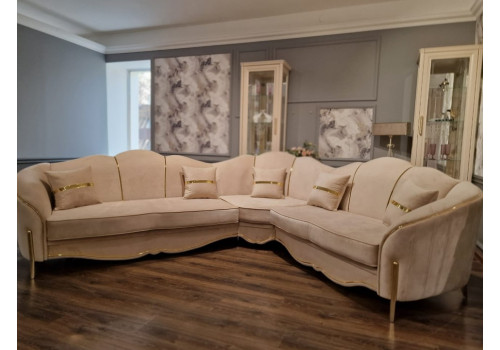 Диван Lara Лара бежевый золото угловой 3-у-2
