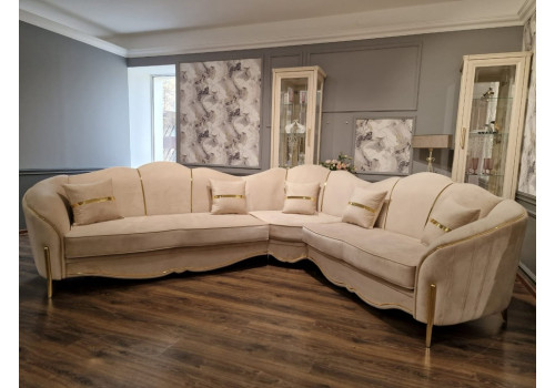 Диван Lara Лара бежевый золото угловой 3-у-2