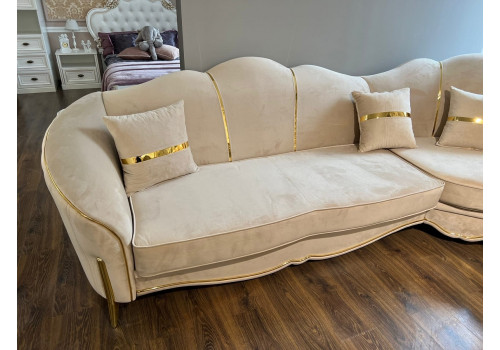 Диван Lara Лара бежевый золото угловой 3-у-1