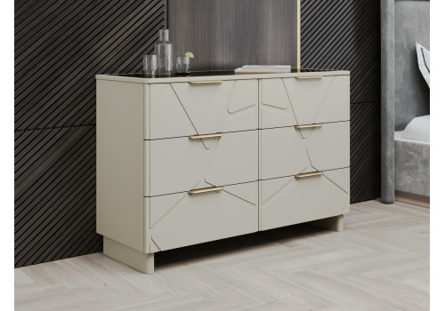 Комод Лейла светло серый камень 6 ящиков