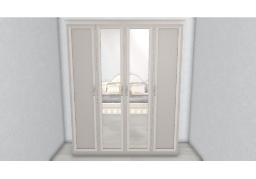 Шкаф Мишель Лайт серый камень 4-ств с зеркалом