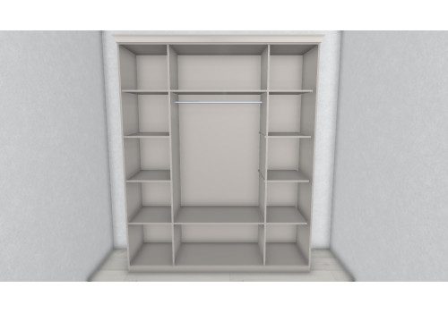 Шкаф Мишель Лайт серый камень 4-ств с зеркалом