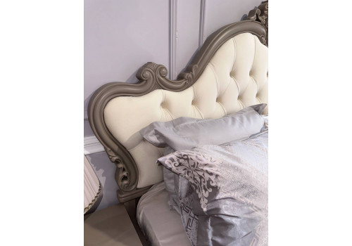 Кровать Мишель Лайт серый камень 160х200 с мягким изголовьем