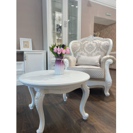 Столик Мишель белый матовый круглый