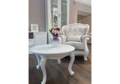 Столик Мишель белый матовый круглый