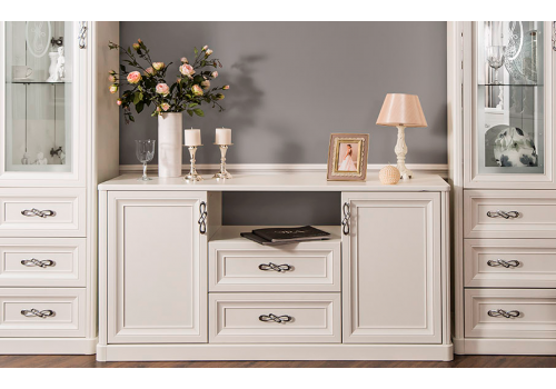 Гостиная Мишель белый матовый 2+ТВ тумба высокая+2