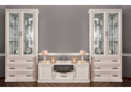 Гостиная Мишель белый матовый 2+ТВ тумба высокая+2