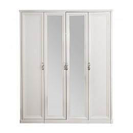 Шкаф Мишель белый матовый 4-ств (1+2+1) с зеркалом