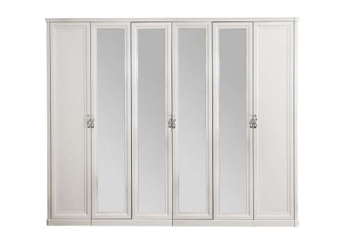 Шкаф Мишель белый матовый 6-ств с зеркалом