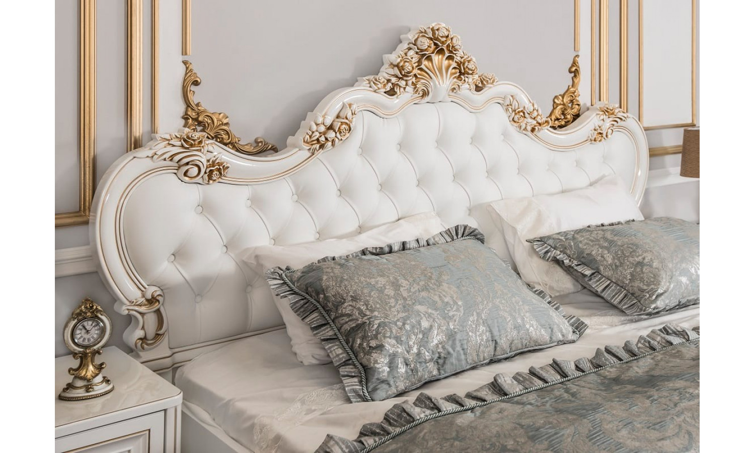 Кровать Натали белый глянец 160х200 с мягким изголовьем