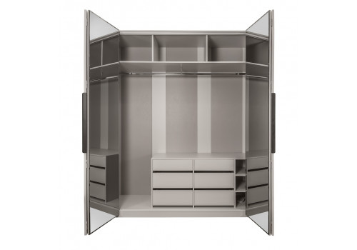 Шкаф Стелла светло серый камень 4-ств с зеркалом