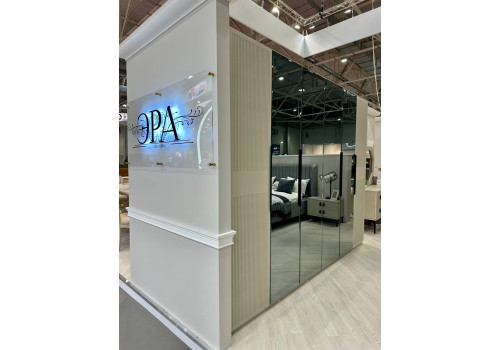 Шкаф Стелла светло серый камень 6-ств с зеркалом