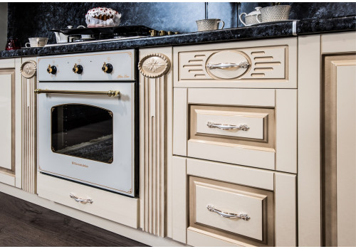 Секция напольная Верона крем глянец, центральная со столешницей под духовой шкаф