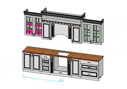 Кухня Верона крем глянец прямая 3,3м
