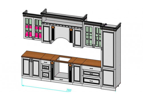 Кухня Верона крем глянец прямая 3,9м