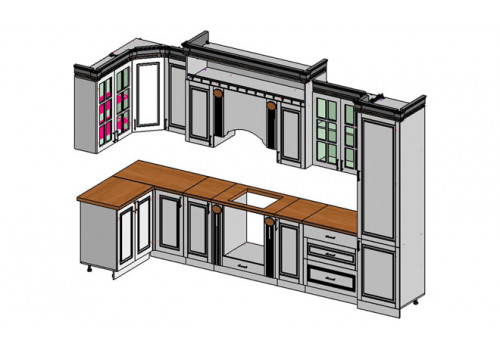 Кухня Верона крем глянец угловая 3,9х1,6м