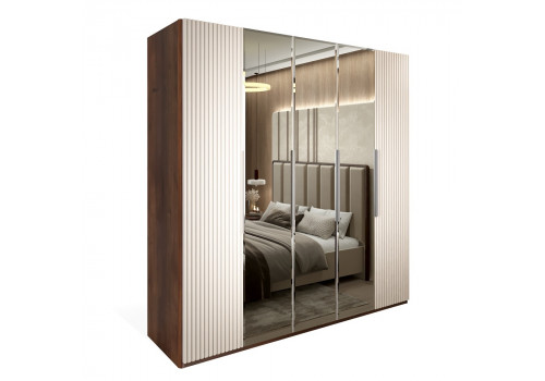 Шкаф Жаклин бежевый 5-ств с зеркалом