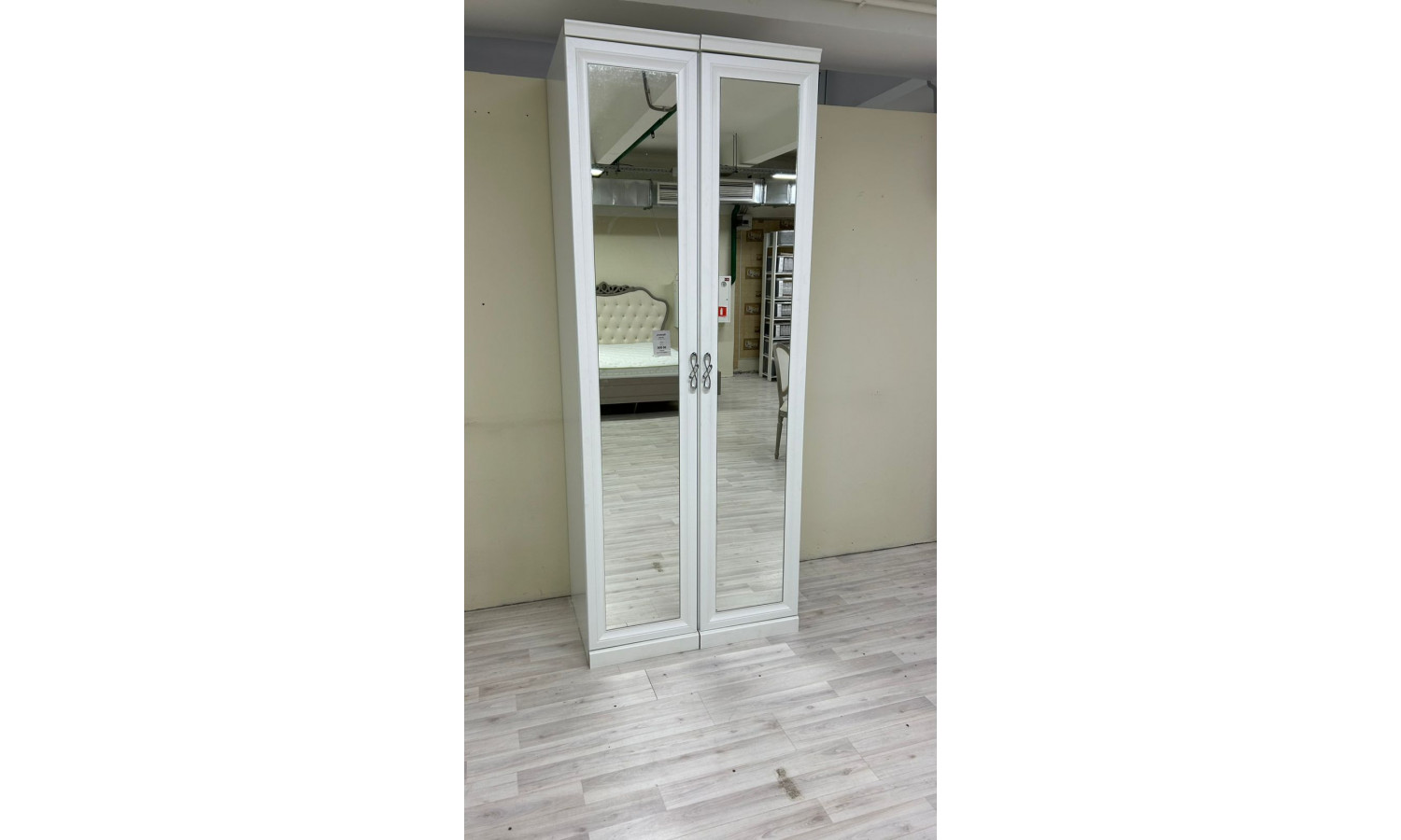 Шкаф Мишель белый матовый 2-ств с зеркалами