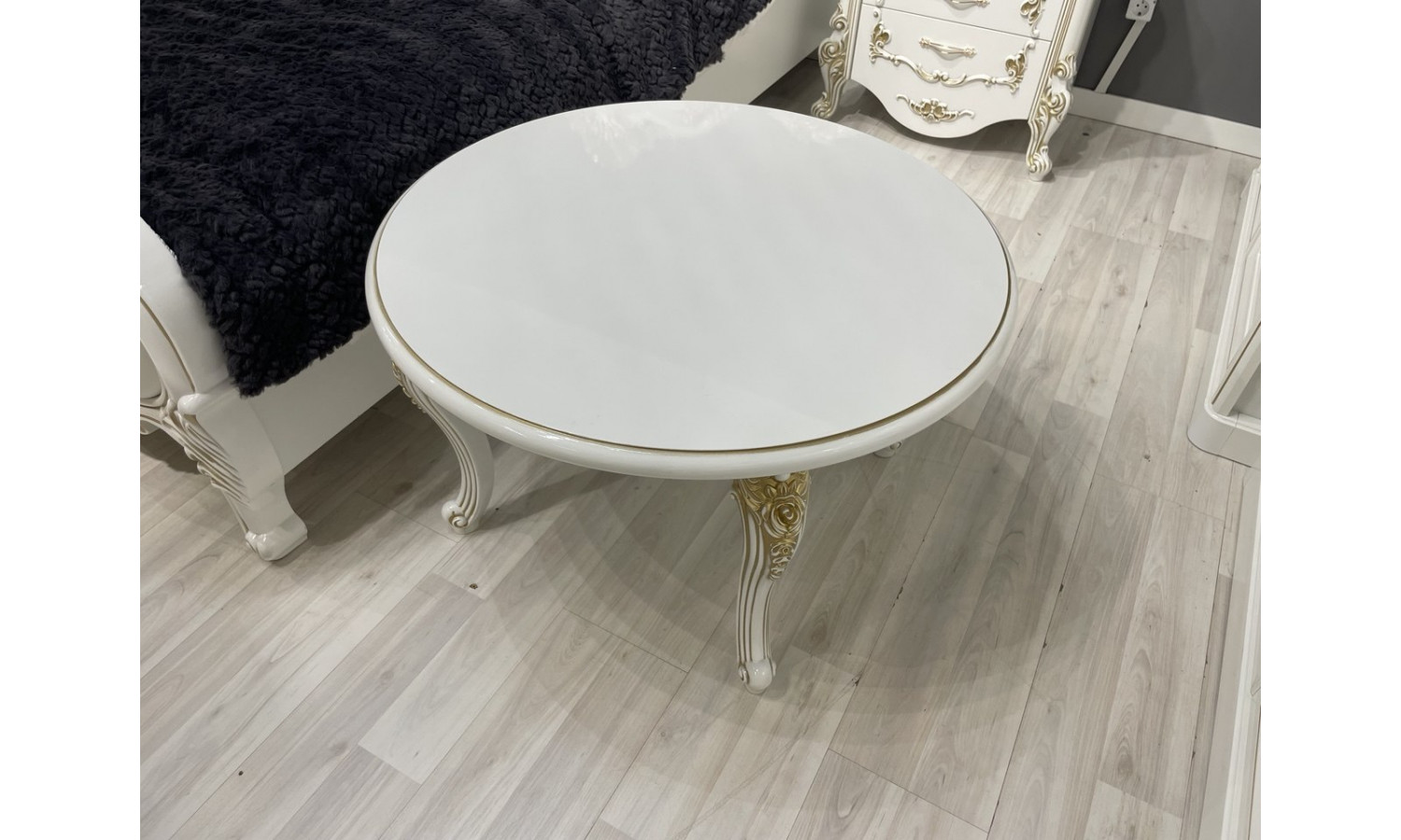 Журнальный столик Натали белый глянец круглый