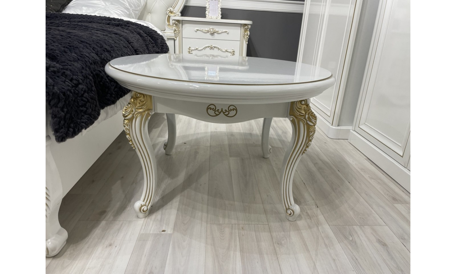 Журнальный столик Натали белый глянец круглый