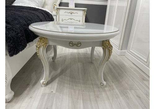 Журнальный столик Натали белый глянец круглый