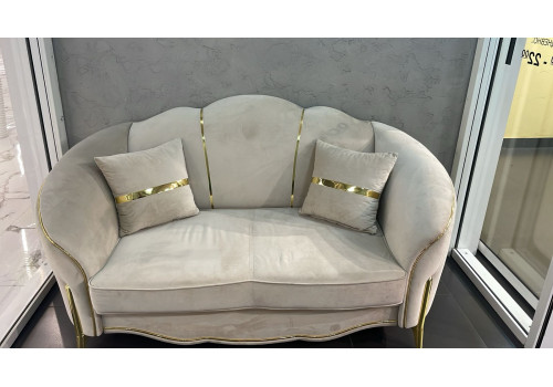 Диван Lara бежевый золото 2-х местный 